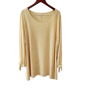 Max Studio Yellow and Ivory Striped Tunic Style Lightweight Top Plus Size 3X NWT